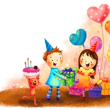 gifts, Kids, Cake, birthday, Balloons, Teddy Bear