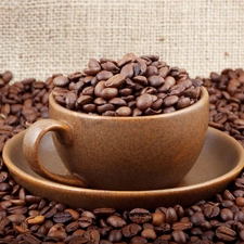 grains, coffee, cup, saucer, Brown