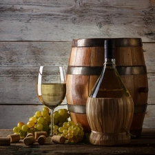 barrel, glass, Grapes, Bottle, Cask, Wine