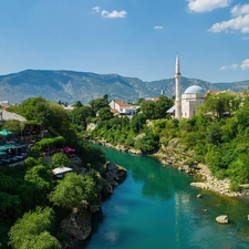 River, Mostar, Herzegovina, buildings