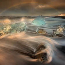 Icecream, Great Rainbows, sea, lumps, iceland