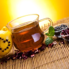 Lemon, cup, tea
