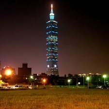 Taipei 101, Night, light, Tower