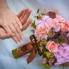 Bouquet of Flowers, hands, marriage