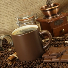 mill, chocolate, coffee, grains, Cup