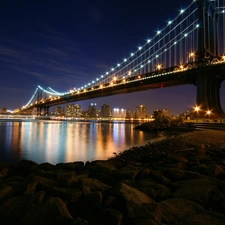 bridge, Manhattan Bridge, Nowy York, Night