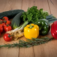 Seasons, peppers, tomatoes, cucumbers, vegetables