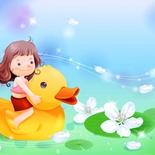 duck, Kid, Pond - car