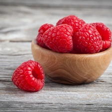 Wooden Bowl, Fruits, raspberries