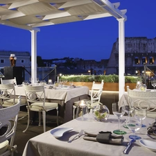 Restaurant, Coloseum, Rome, evening