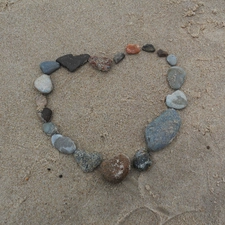 Sand, Heart, Pebble