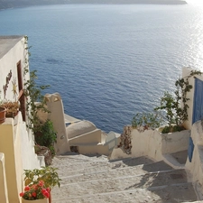 santorini, Stairs, sea, Greece