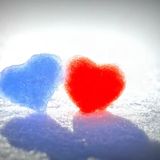 snow, color, hearts