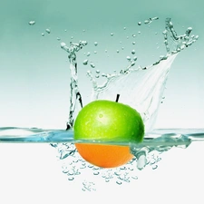 splash, Apple, water