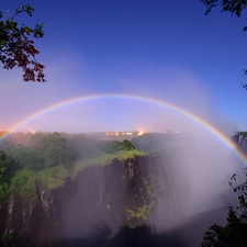 forest, Great Rainbows, star, waterfall