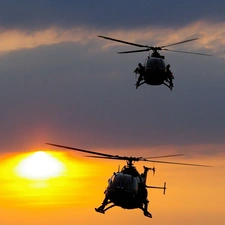 sun, helicopters, west