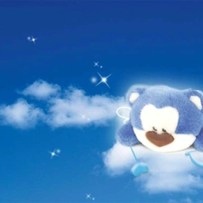 clouds, winged, teddy bear