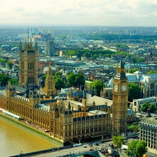 Palace of Westminster, panorama, town, London