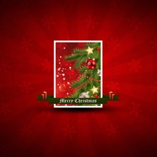 christmas tree, baubles, on Christmas, birth, card