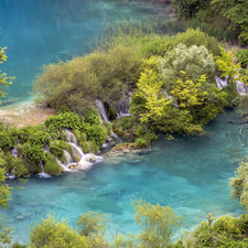 waterfalls, trees, Plitvice Lakes National Park, viewes, lakes, VEGETATION, Coartia