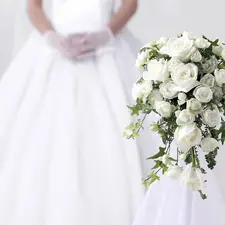 White, bunch, wedding, roses