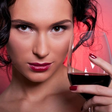model, Red, Wine, make-up