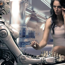 Robot, black-, Women, chess
