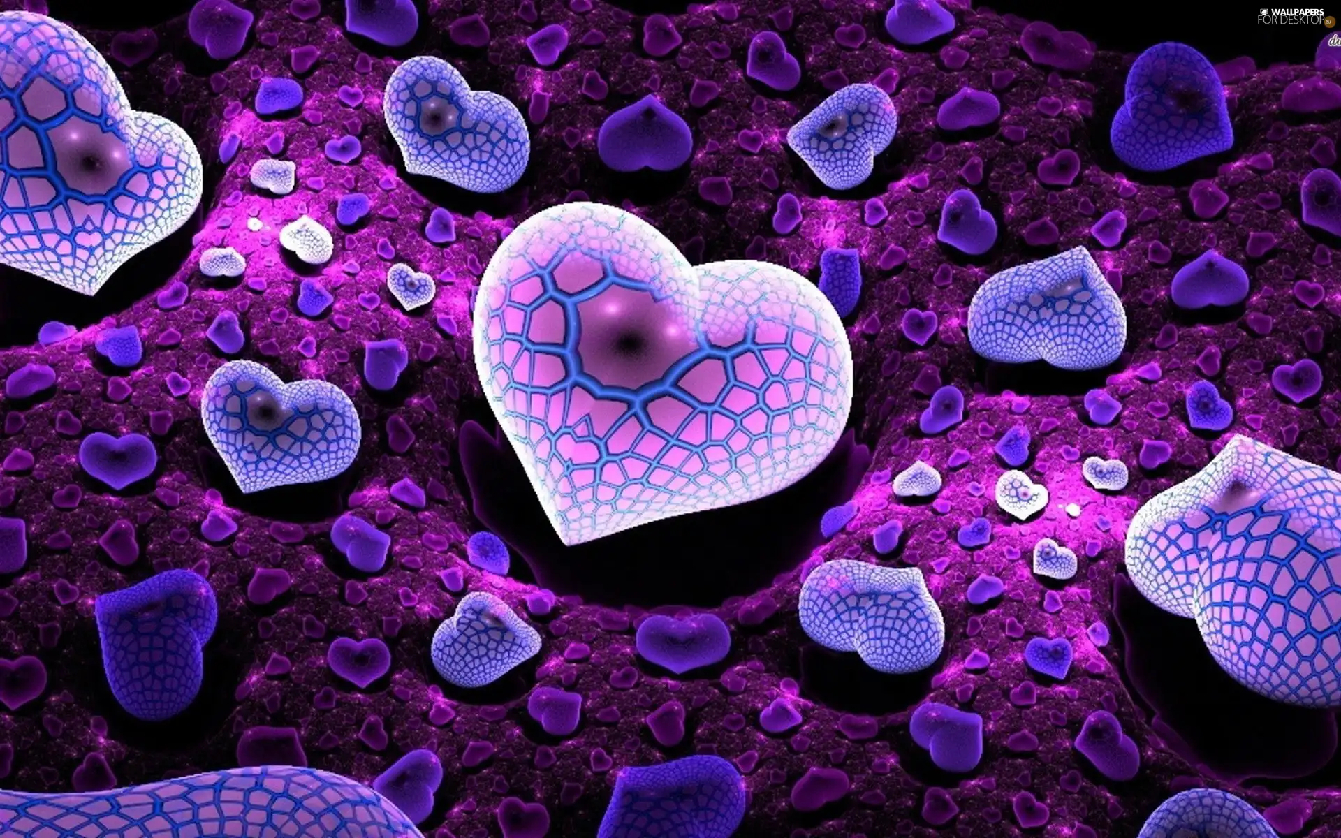 3D, purple, heart