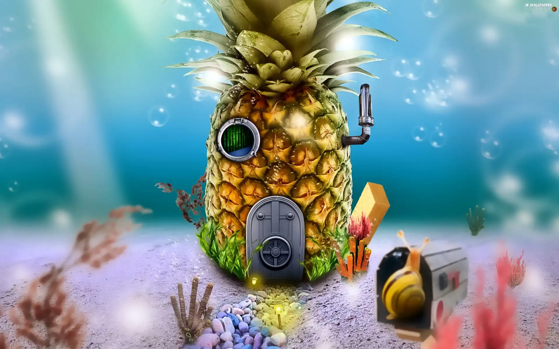 3D, ananas, house