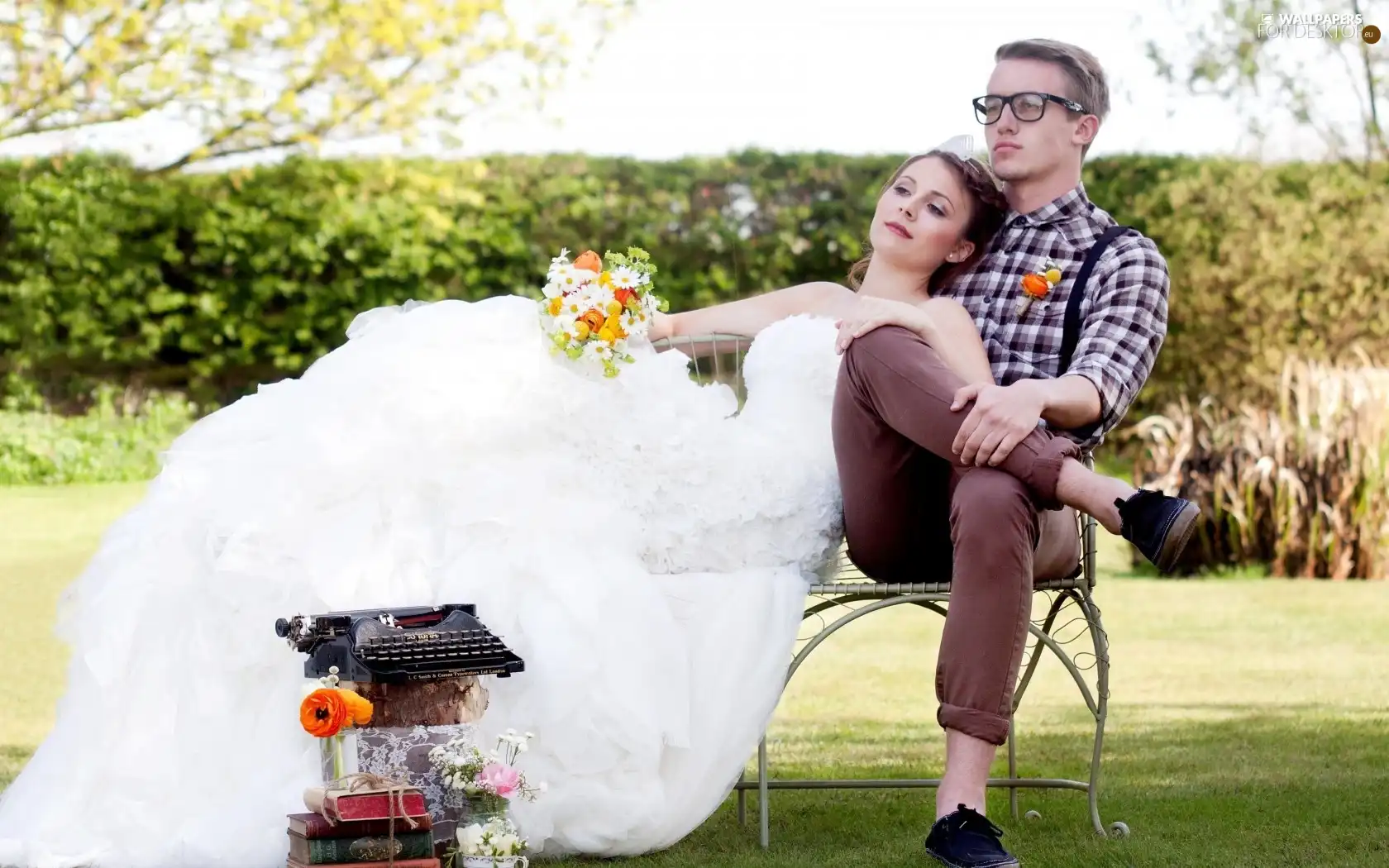 a man, Books, White, Dress, Women