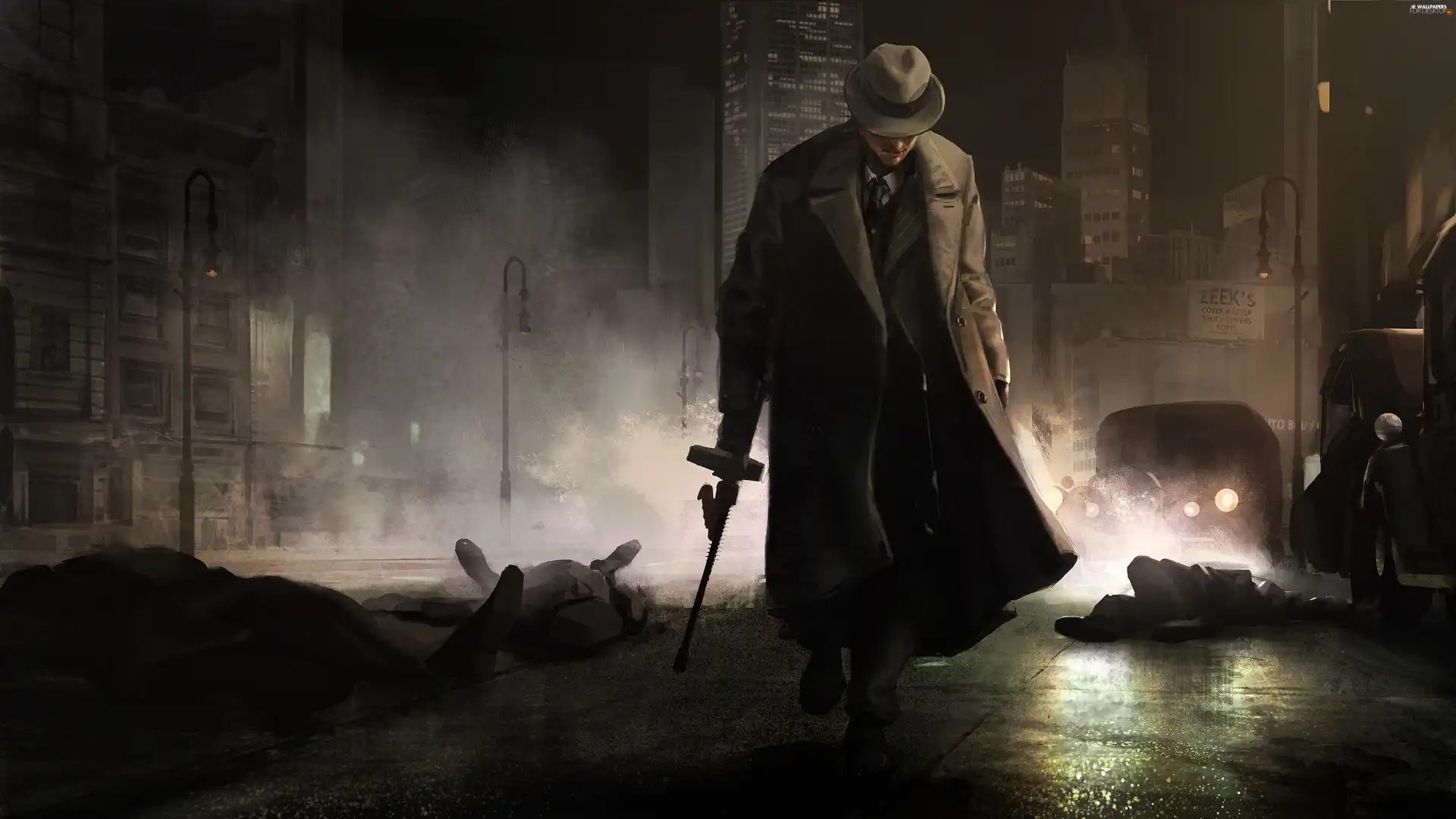 Night, murder, a man, Street