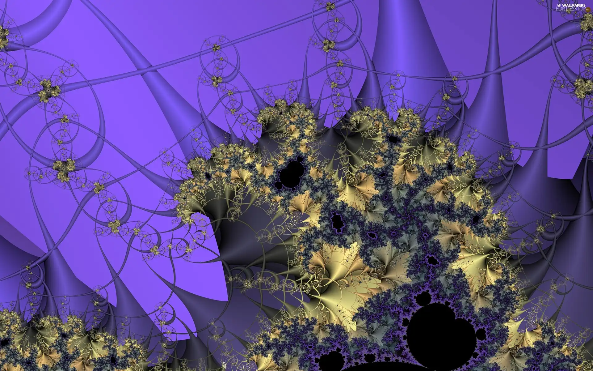Fraktal, Mandelbrot, Purple and yellow, abstraction, graphics