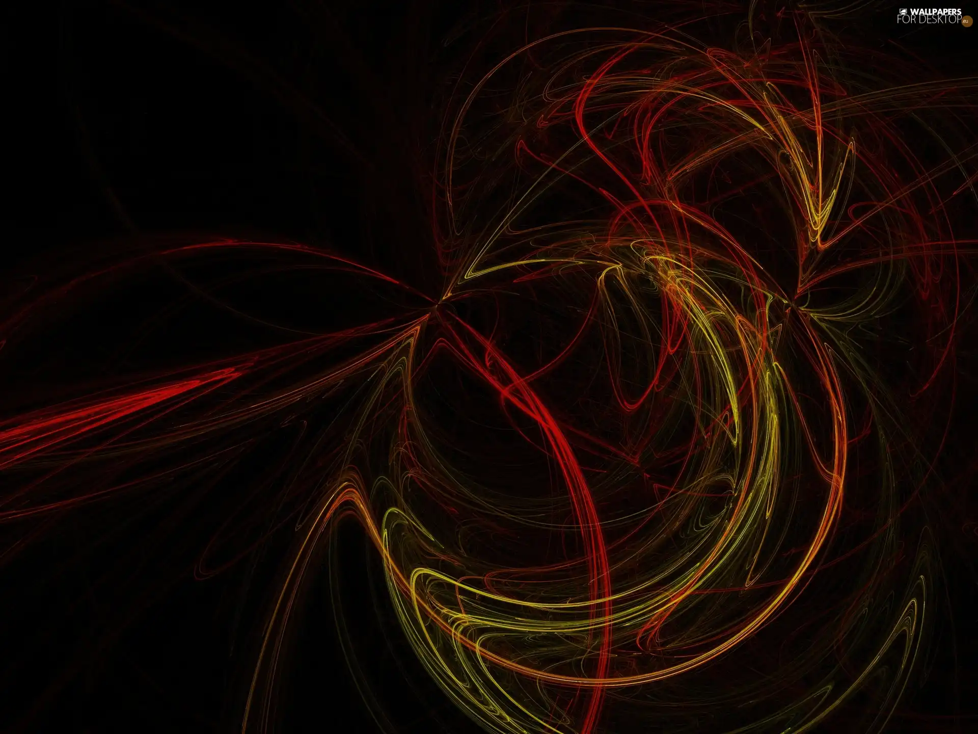 Red, lines, abstraction, Yellow