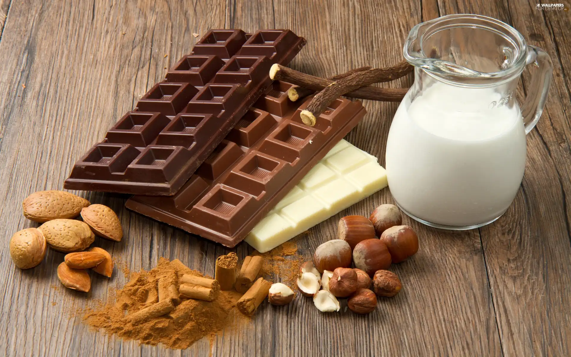 chocolate, nuts, almonds, milk