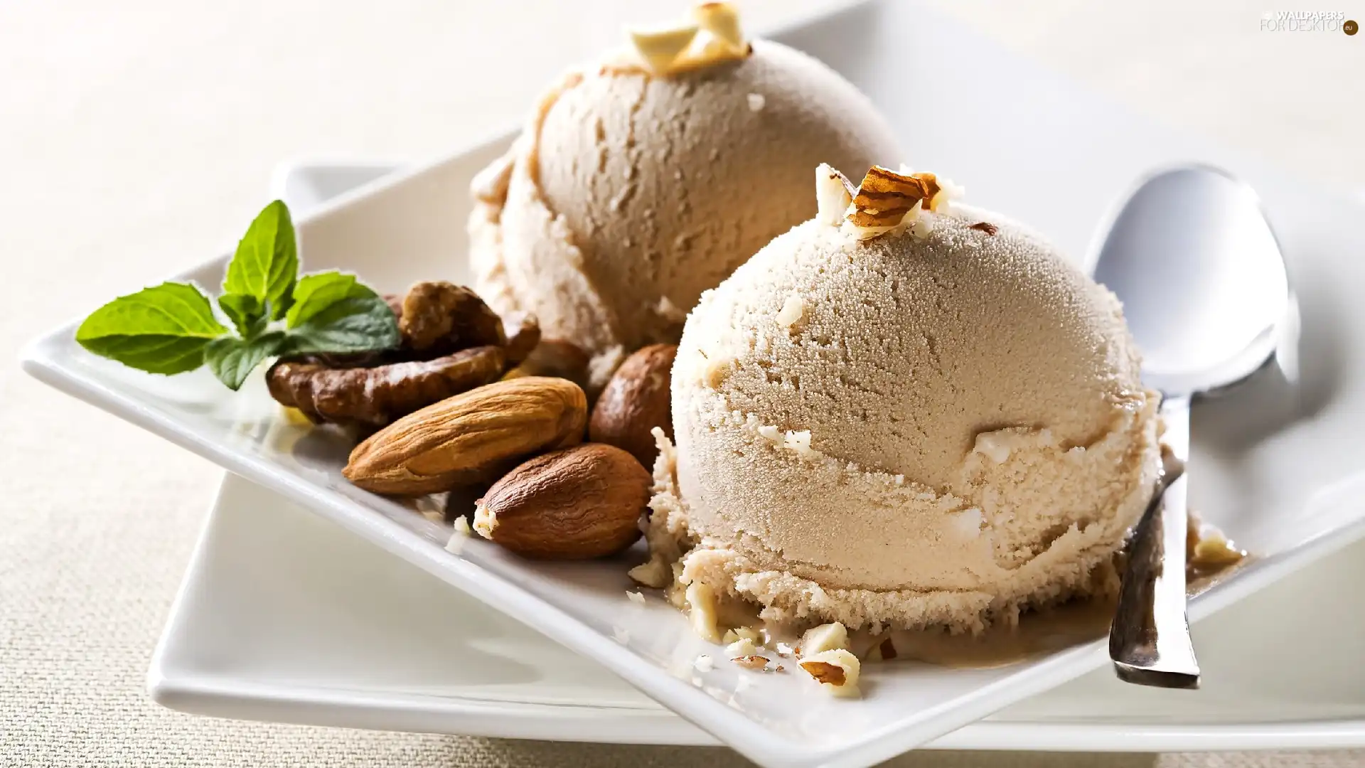 dessert, nuts, almonds, ice cream