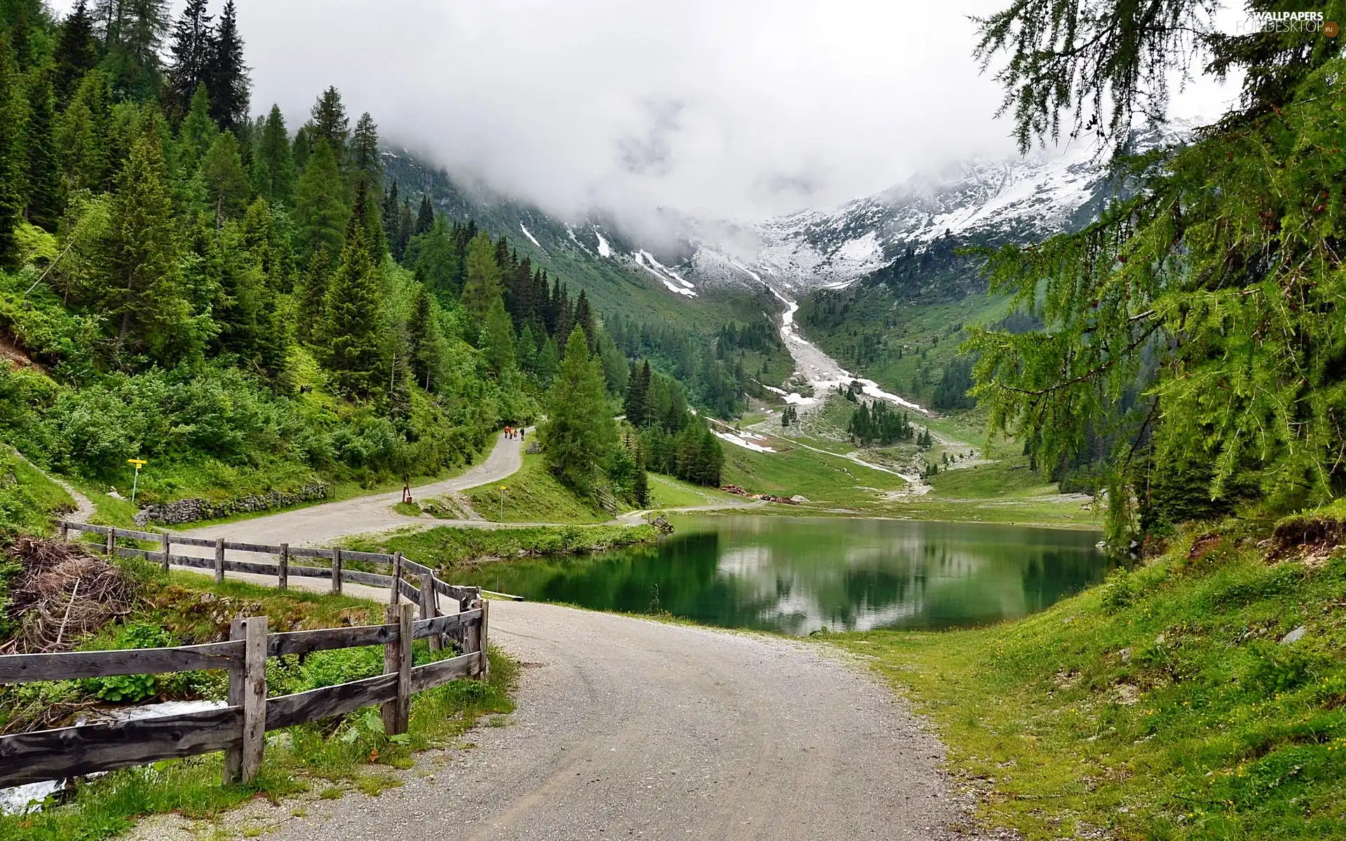 Alps, Austria, lake, Mountains, Way