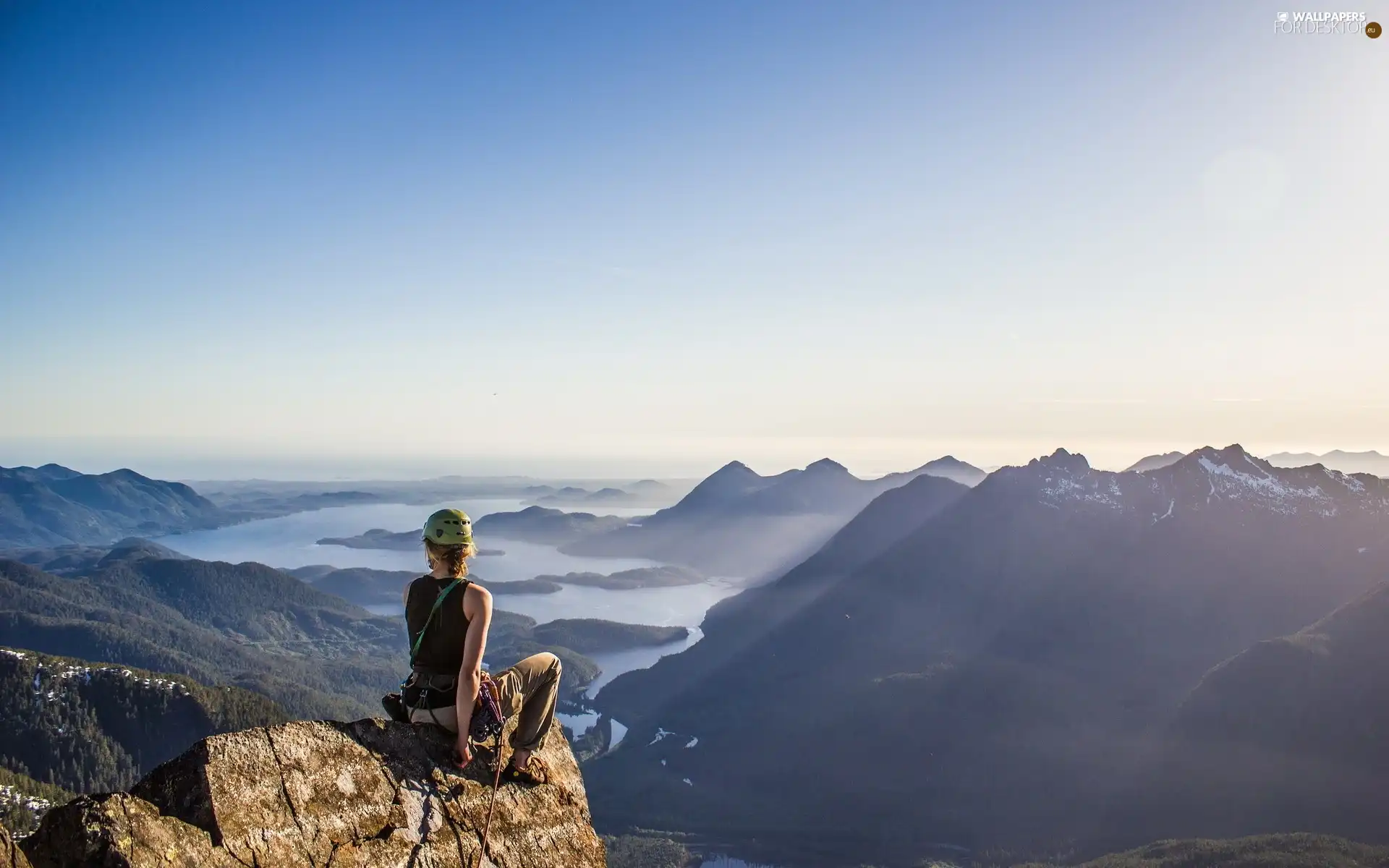 rocks, River, an, Summit, Women, Mountains