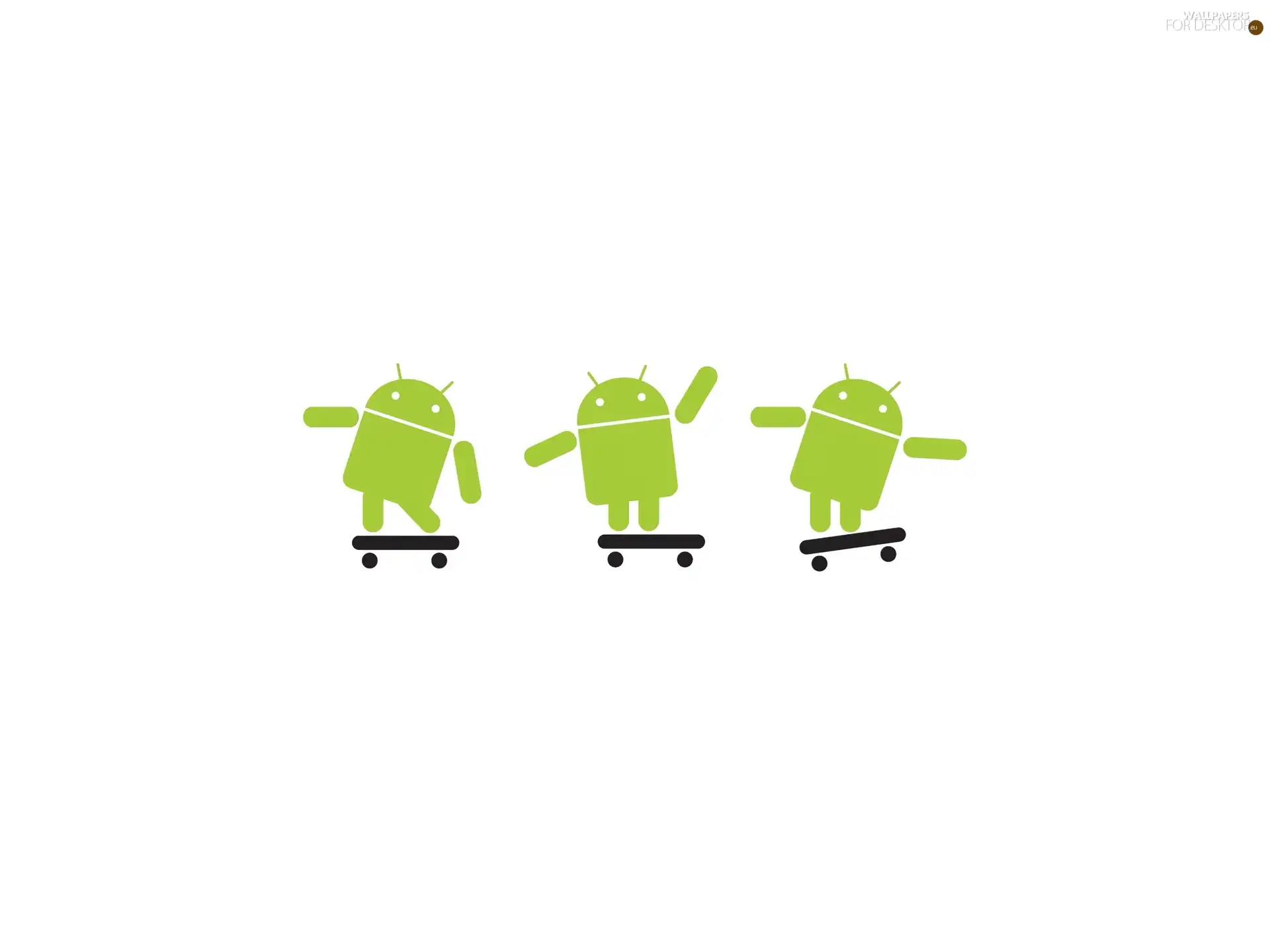 Android, humans, Skateboards