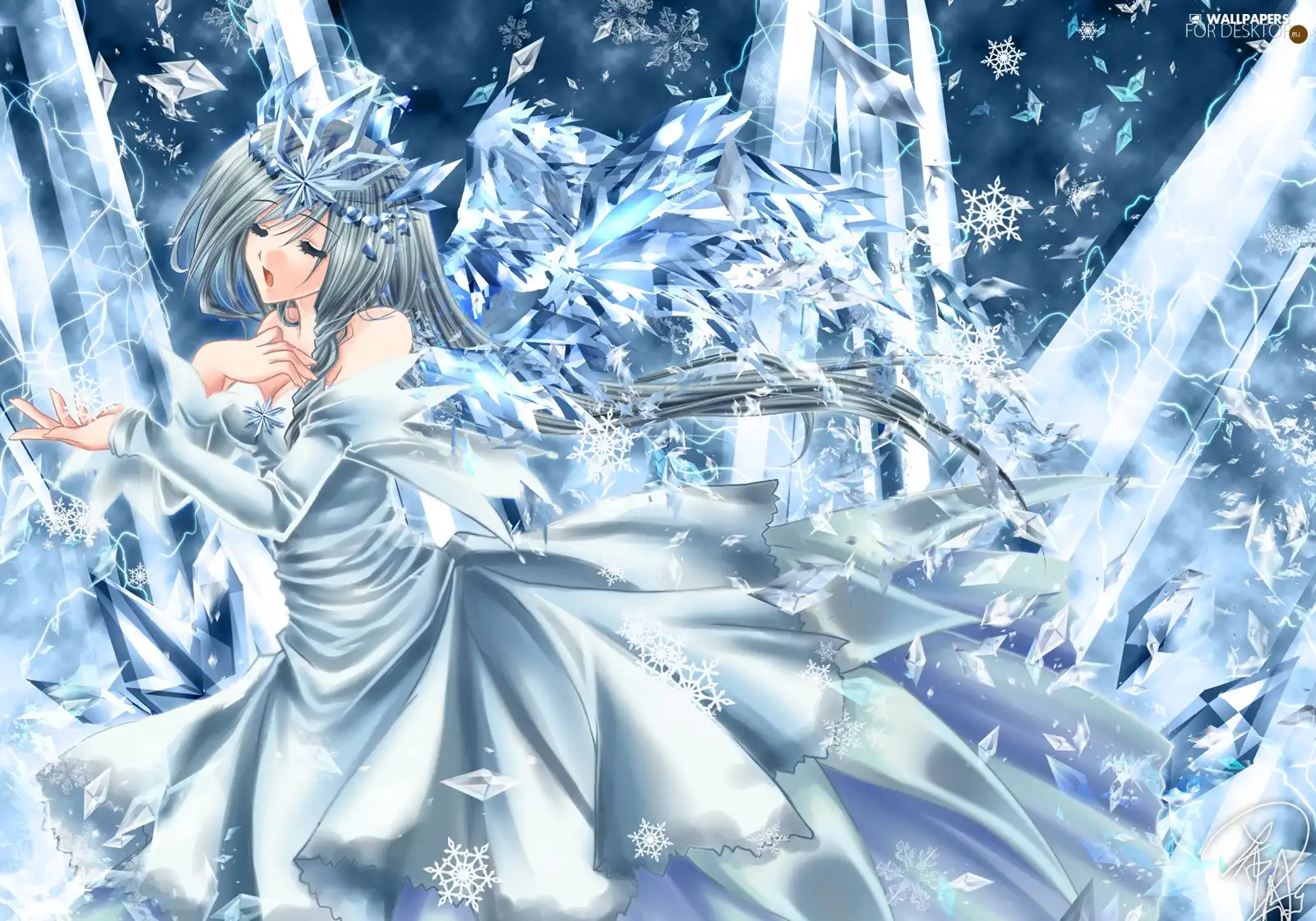 angel, girl, glacial