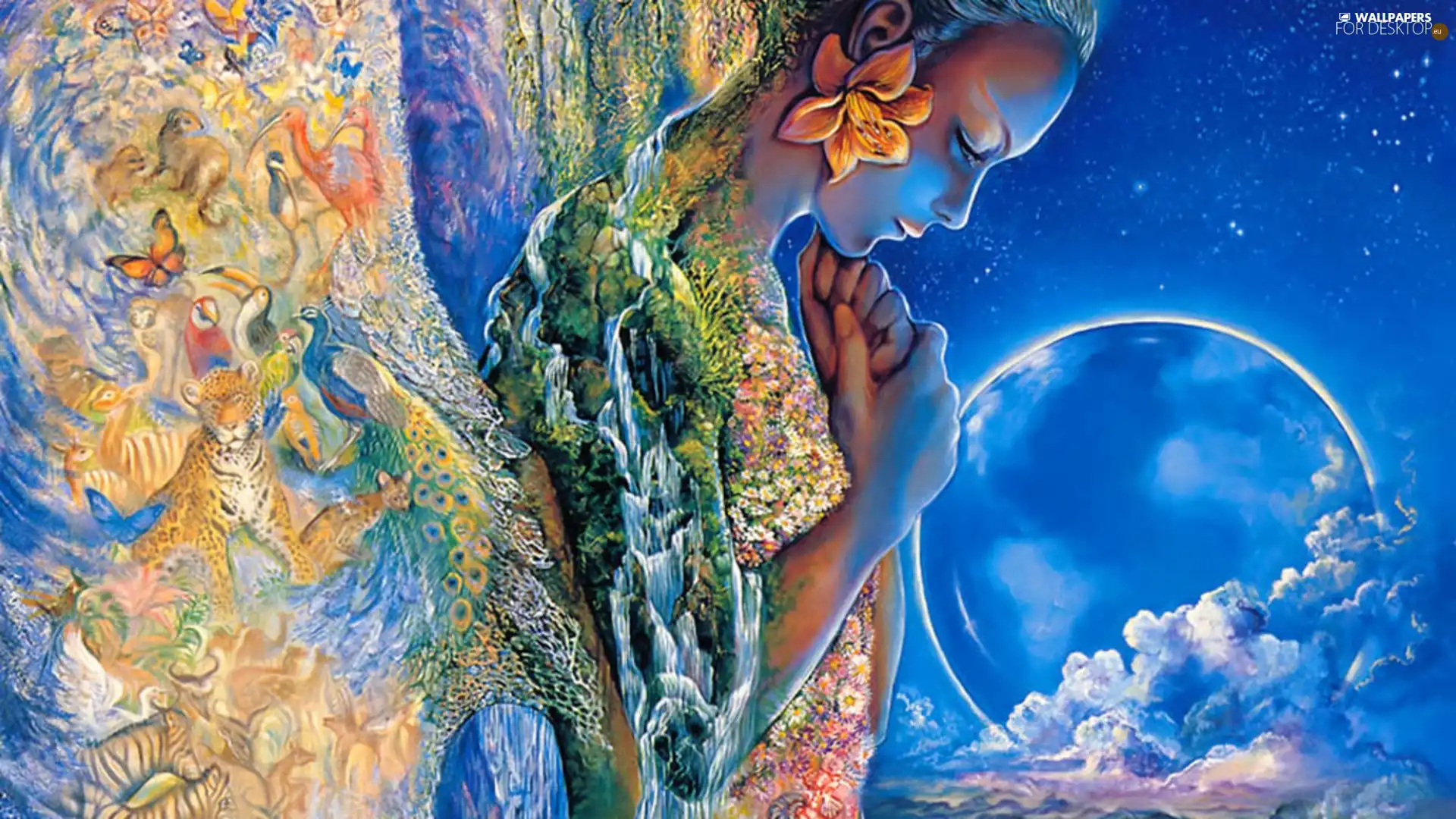 animals, Josephine Wall, Women, Planet, sad