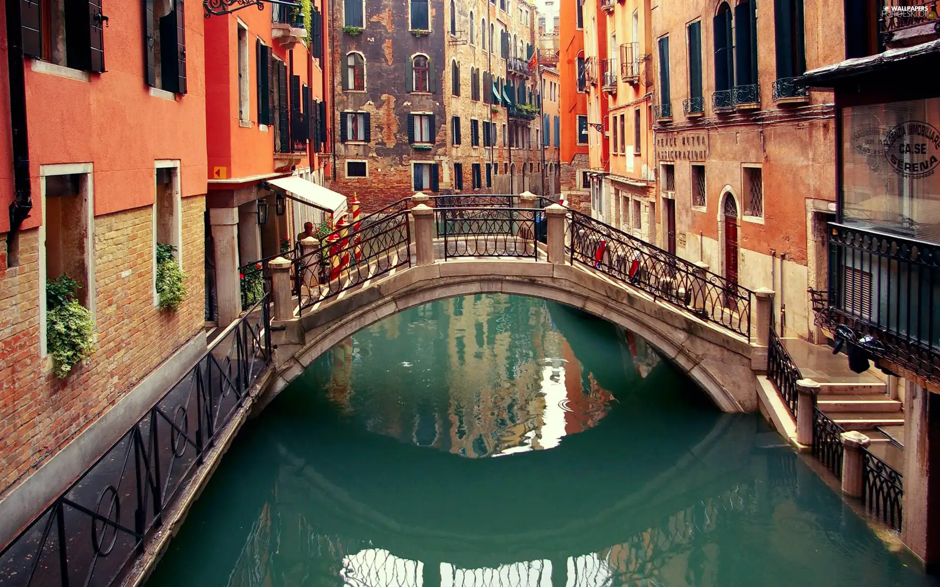 Venice, canal, apartment house, bridges