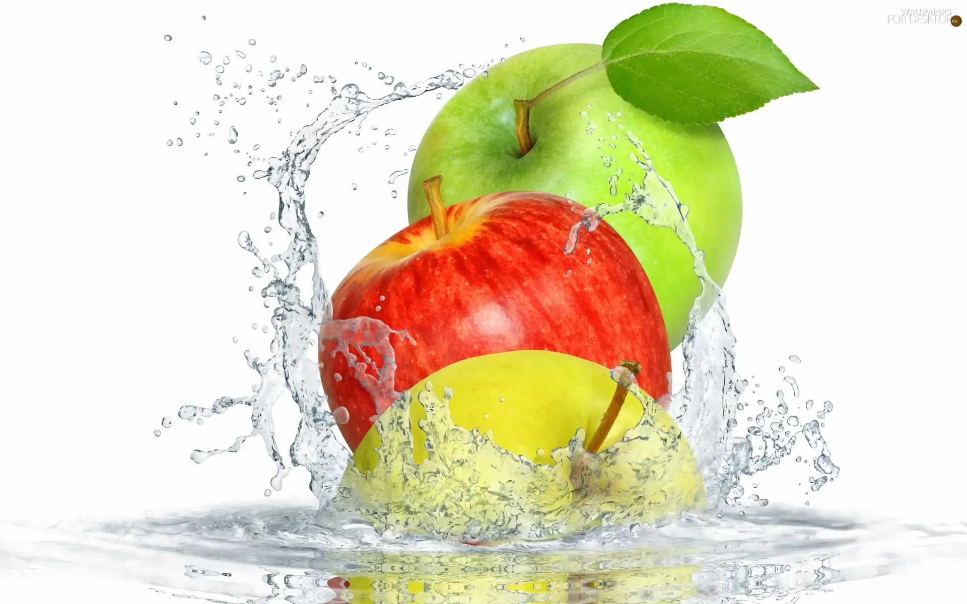 water, apples