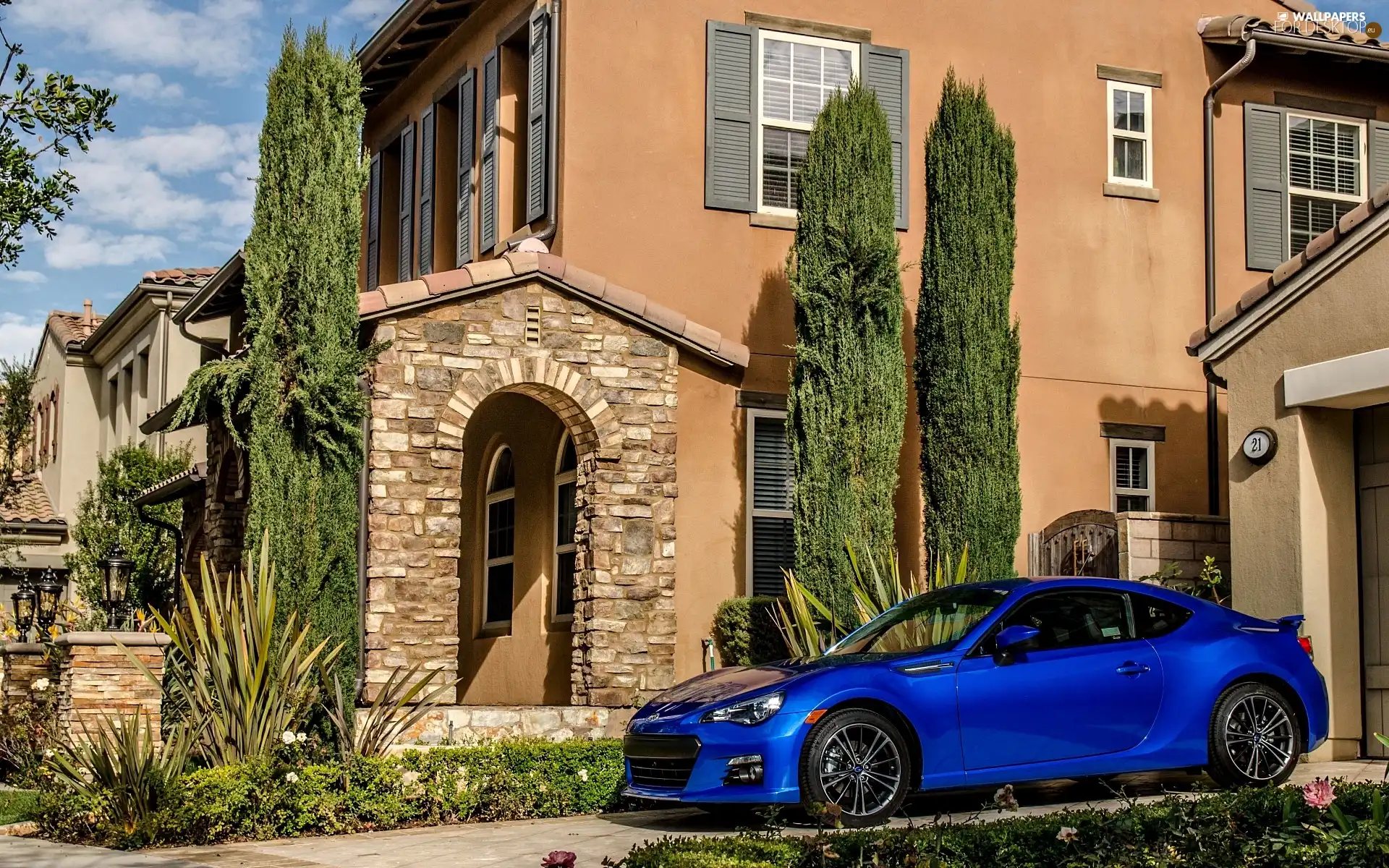 house, Subaru, Automobile, Blue
