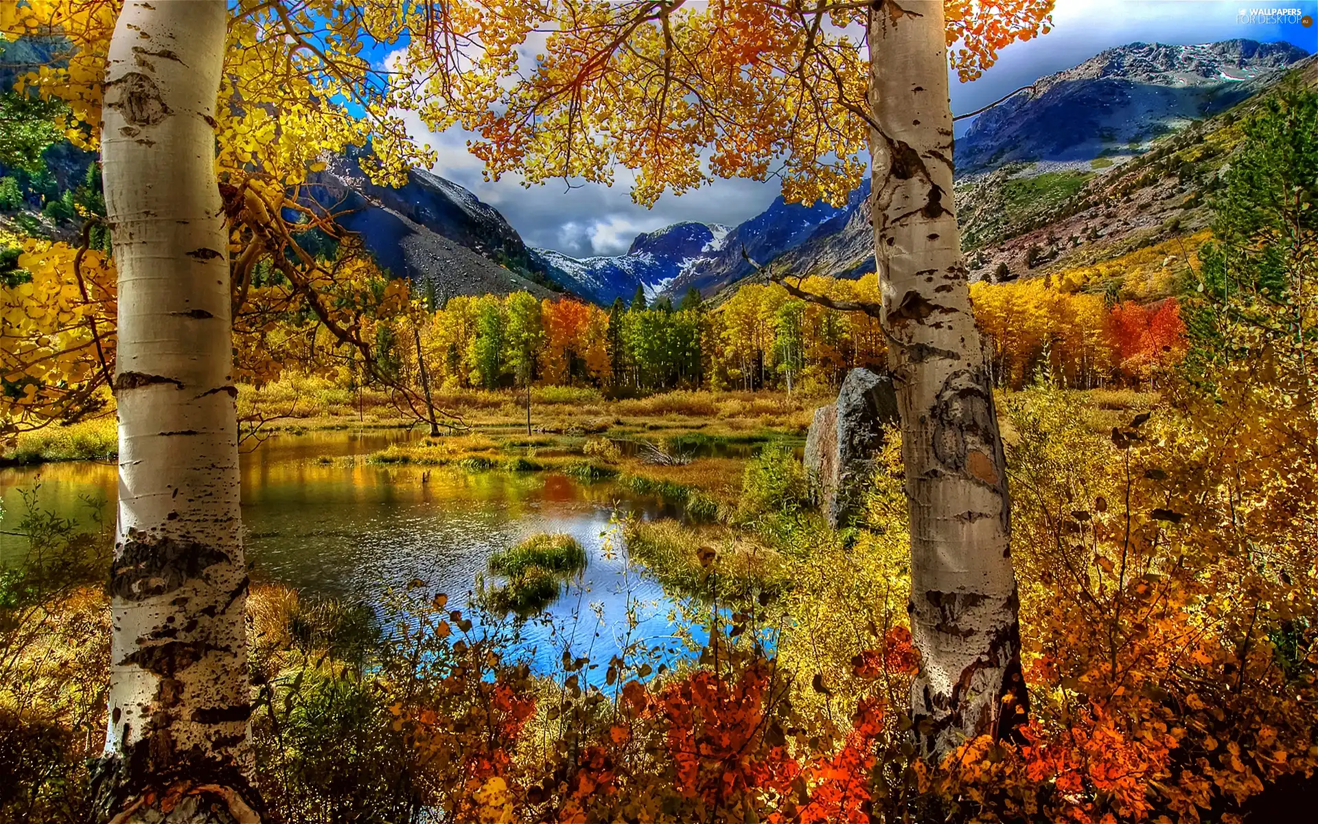 autumn, Mountains, lake