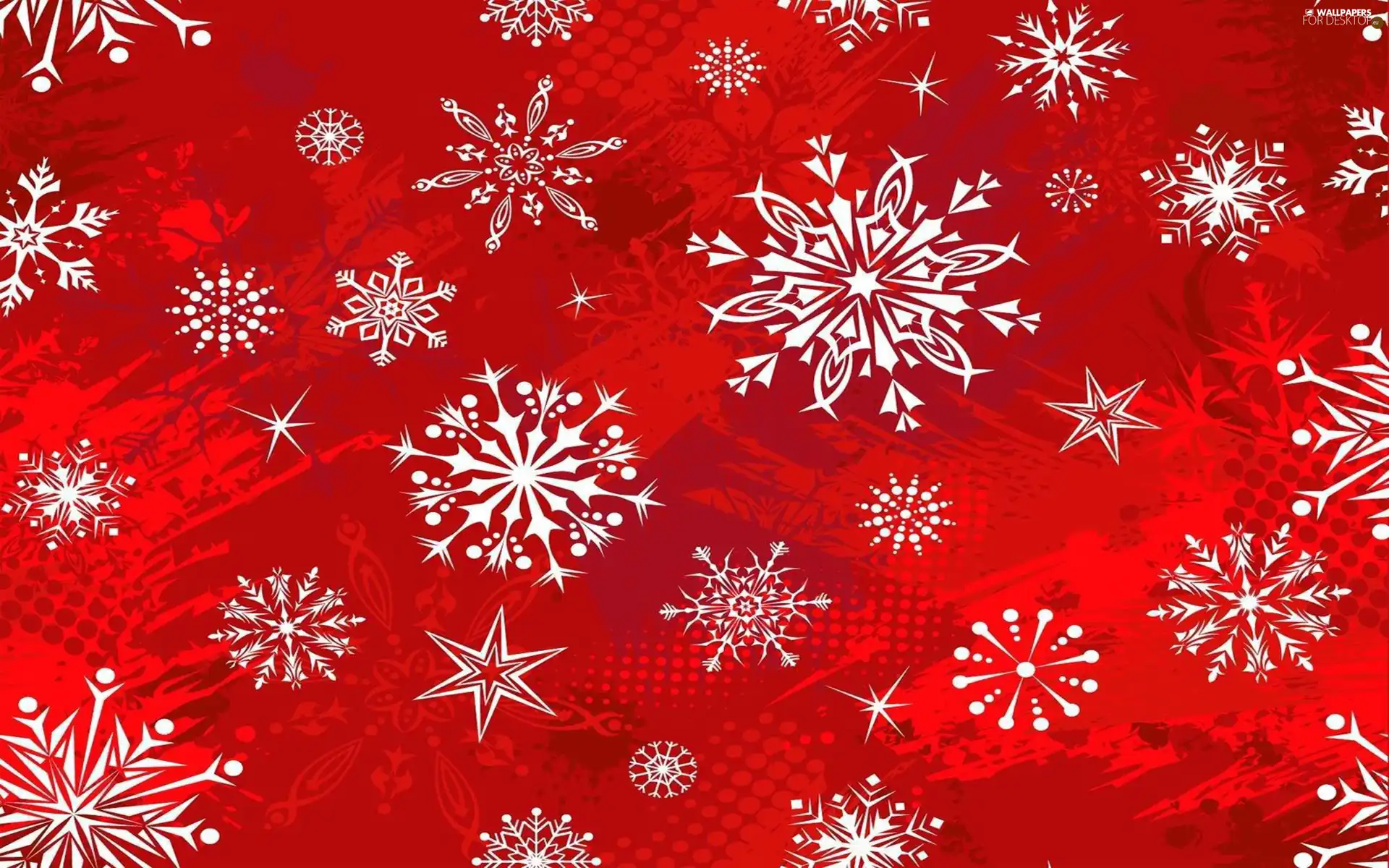 flakes, Red, background, snow