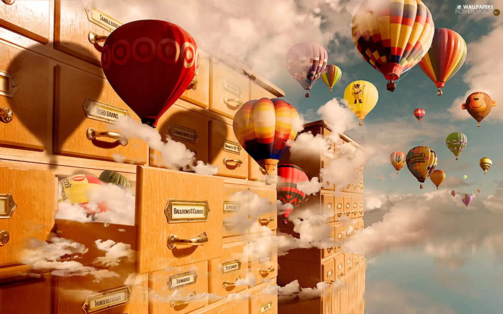 Balloons, Drawers, clouds