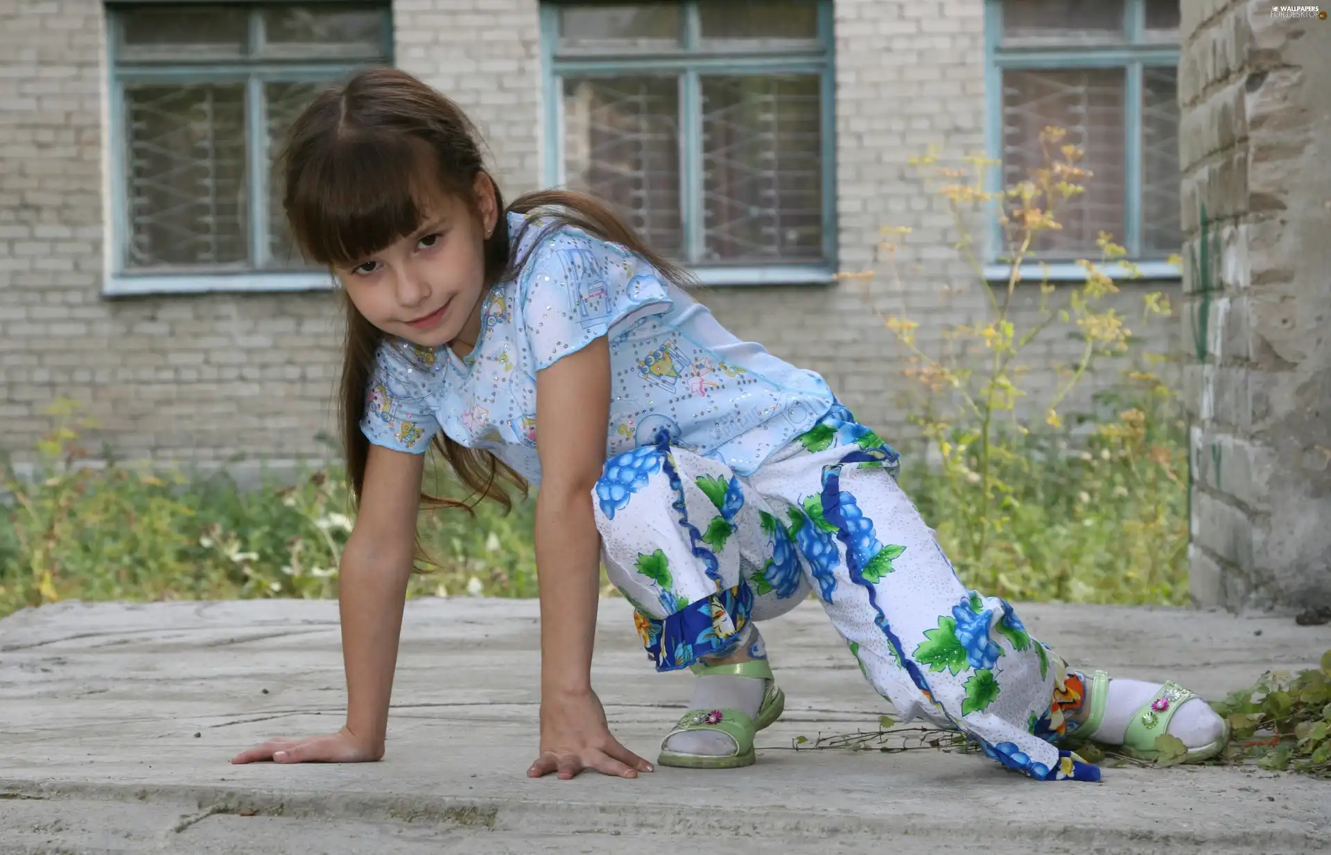 blue, girl, bangs, House, costume, Sarah