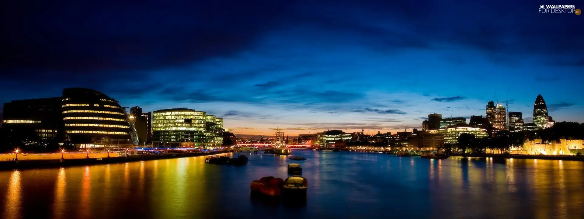 London, thames, Barges, night