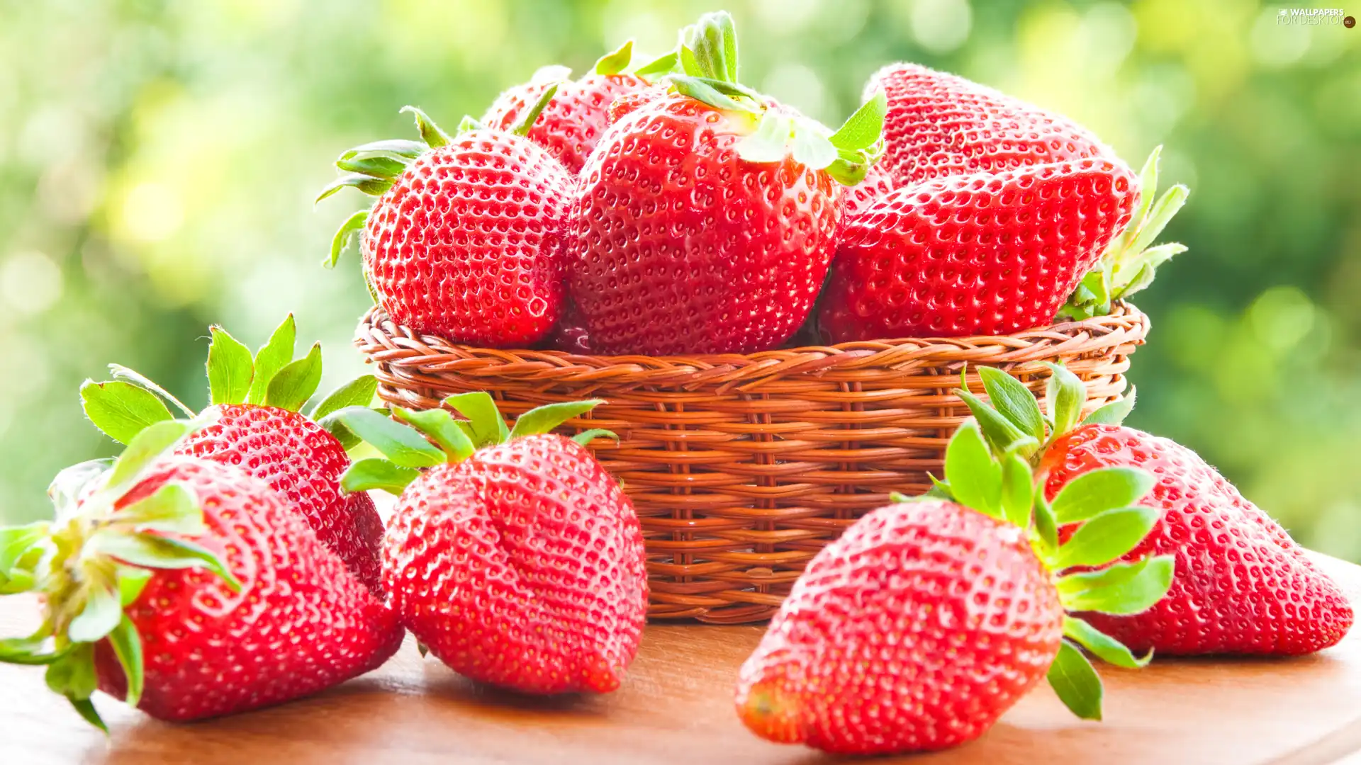 basket, strawberries, wicker