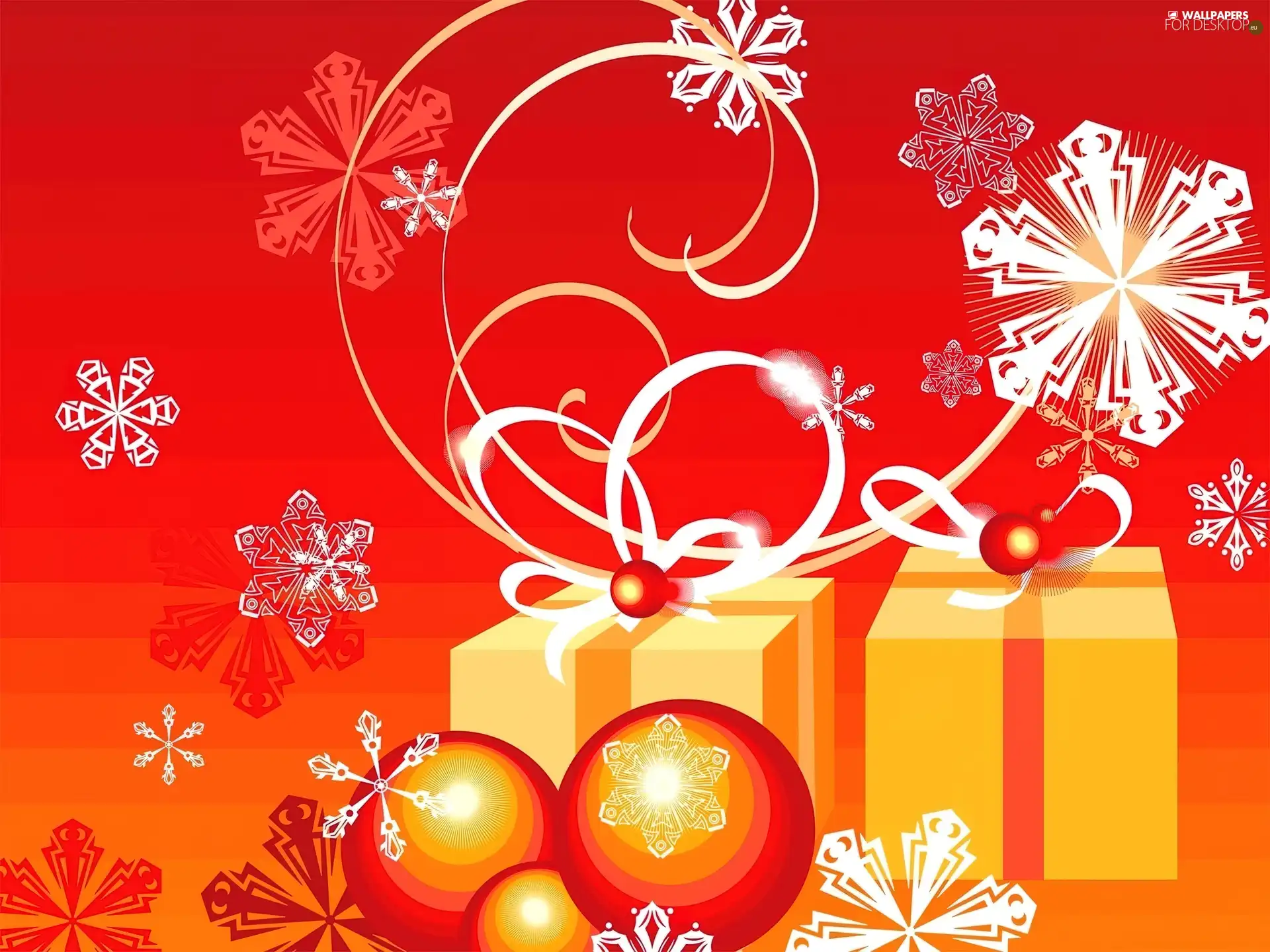 baubles, Two cars, snow, vector, flakes, gifts